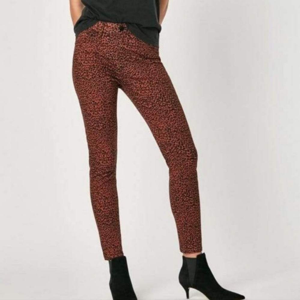 Mavi Tess brown & black high rise skinny leopard animal print jeans, NWT